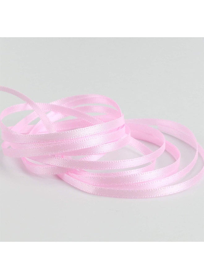 شريط ساتان بلون واحد بعرض 1/8 بوصة وطول 40 متر، شريط وردي فاتح رفيع 1/8 ساتان للحرف اليدوية والخياطة وزينة حفلات استقبال الأطفال وتغليف الهدايا (وردية فاتحة) - Image 3